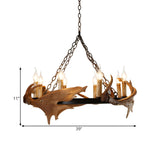 Rustic Dining Room Antler Candle Pendant Chandelier Image - 8