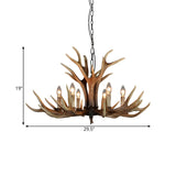 Rustic Dining Room Antler Resin Wood Candle Chandelier #size