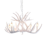 Rustic Dining Room White Resin Antler Chandelier Image - 3