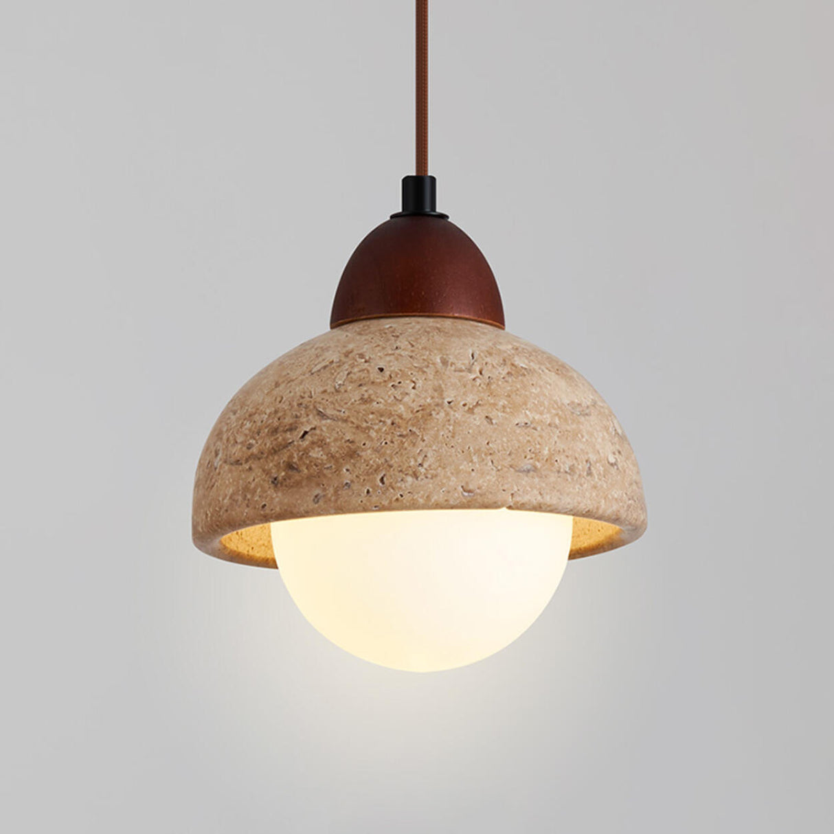 Rustic Dome Stone UFO Ball Pendant Lights Flexible Length Image - 12