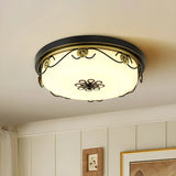 Rustic Drum Dimmable LED Flush Mount Ceiling Light Image - 3