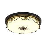 Rustic Drum Dimmable LED Flush Mount Ceiling Light Image - 5