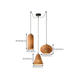 Rustic Eastern Cane Woven Rattan Pendant Light Set Image - 19