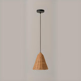 Rustic Eastern Cane Woven Rattan Pendant Light Set Image - 2