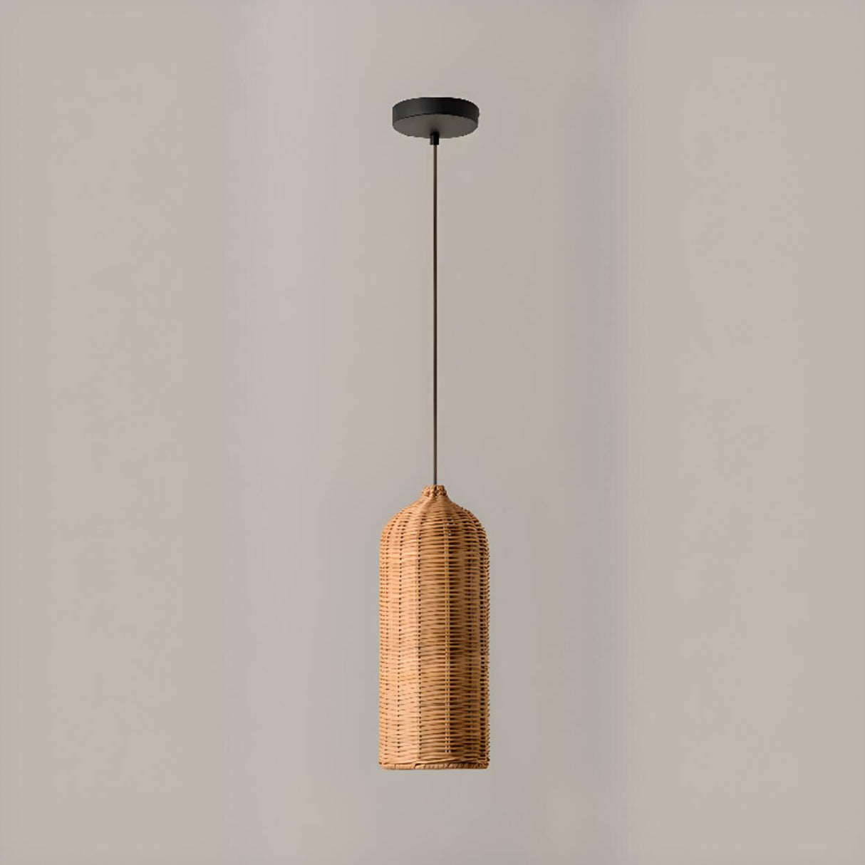 Rustic Eastern Cane Woven Rattan Pendant Light Set Image - 3