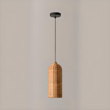 Rustic Eastern Cane Woven Rattan Pendant Light Set Image - 3