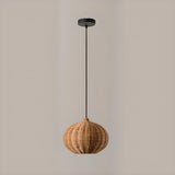 Rustic Eastern Cane Woven Rattan Pendant Light Set Image - 5