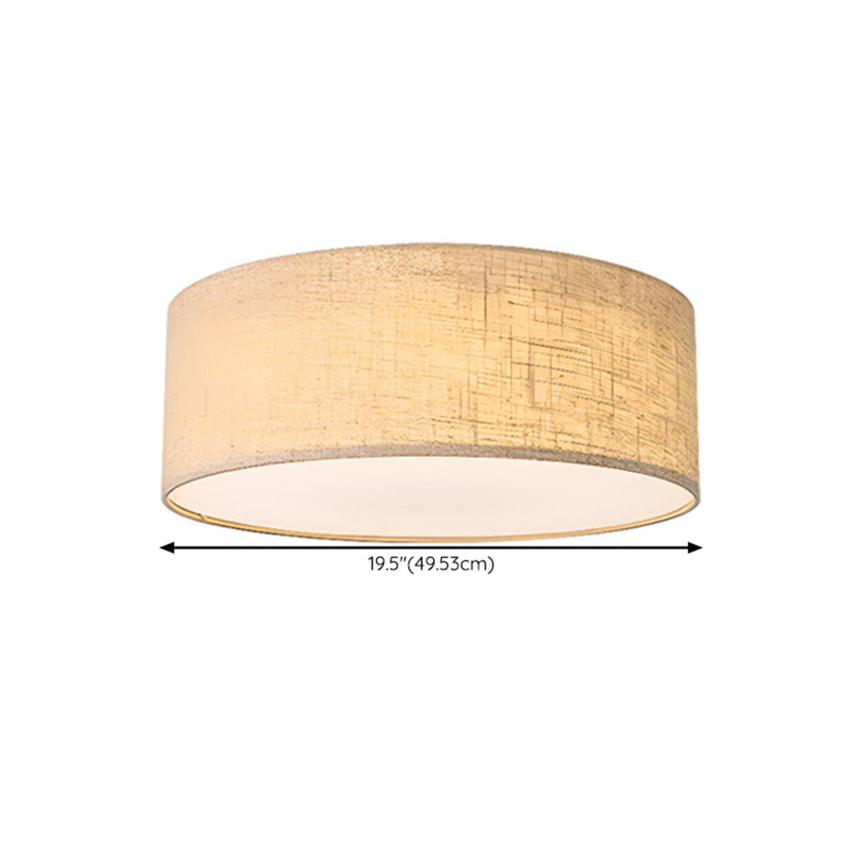 Rustic Fabric Cylinder Drum Flush Mount Ceiling Light Image - 11