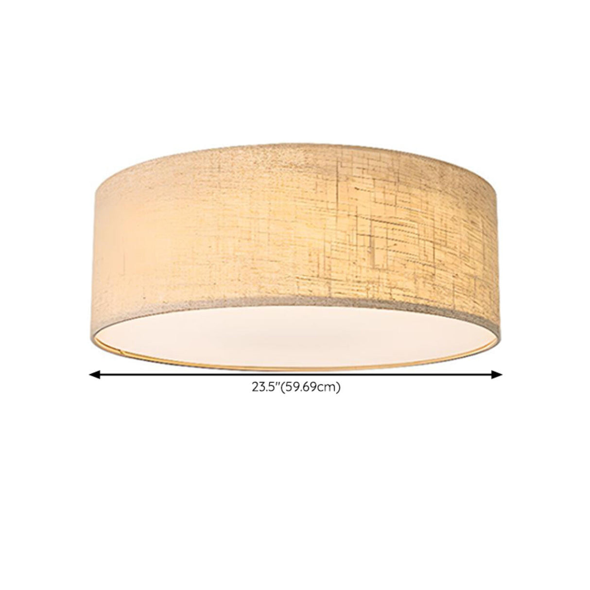 Rustic Fabric Cylinder Drum Flush Mount Ceiling Light Image - 13