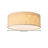 Rustic Fabric Cylinder Drum Flush Mount Ceiling Light Image - 13