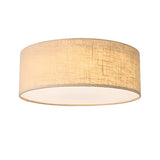 Rustic Fabric Cylinder Drum Flush Mount Ceiling Light Image - 3