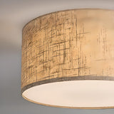 Rustic Fabric Cylinder Drum Flush Mount Ceiling Light Image - 6