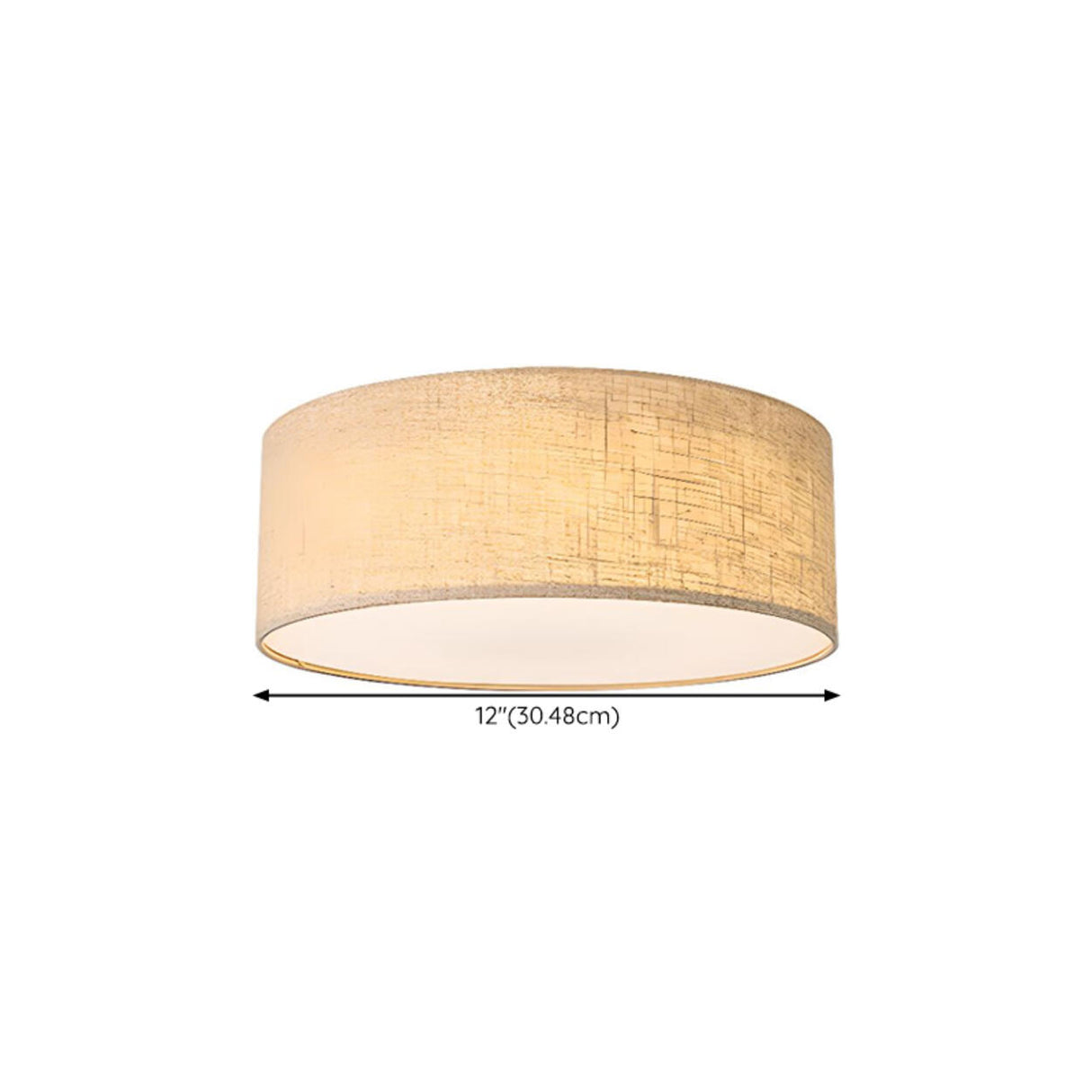 Rustic Fabric Cylinder Drum Flush Mount Ceiling Light 