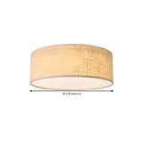 Rustic Fabric Cylinder Drum Flush Mount Ceiling Light Image - 9