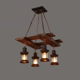 Rustic Farmhouse Wood Wagon Wheel Chandelier Image - 3