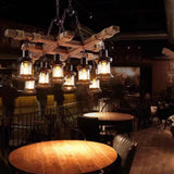 Rustic Farmhouse Wood Wagon Wheel Chandelier Image - 4