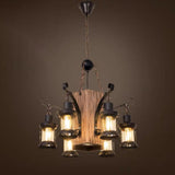 Rustic Farmhouse Wood Wagon Wheel Chandelier Image - 5