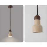 Rustic Geometric Sintered Stone Pendant Light Set Image - 13