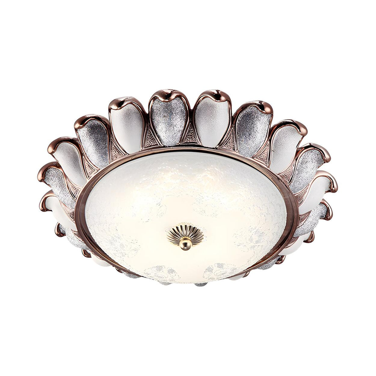 Rustic Gold Textured Glass Sunflower Flush Mount Light Image - 10