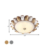 Rustic Gold Textured Glass Sunflower Flush Mount Light Image - 4