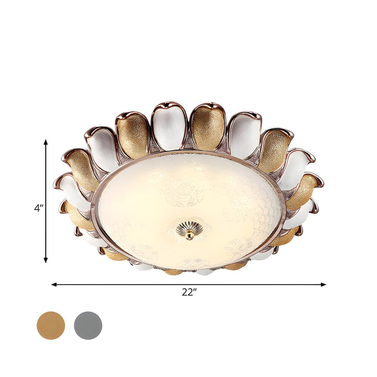 Rustic Gold Textured Glass Sunflower Flush Mount Light Image - 6