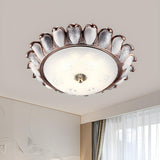 Rustic Gold Textured Glass Sunflower Flush Mount Light Image - 9