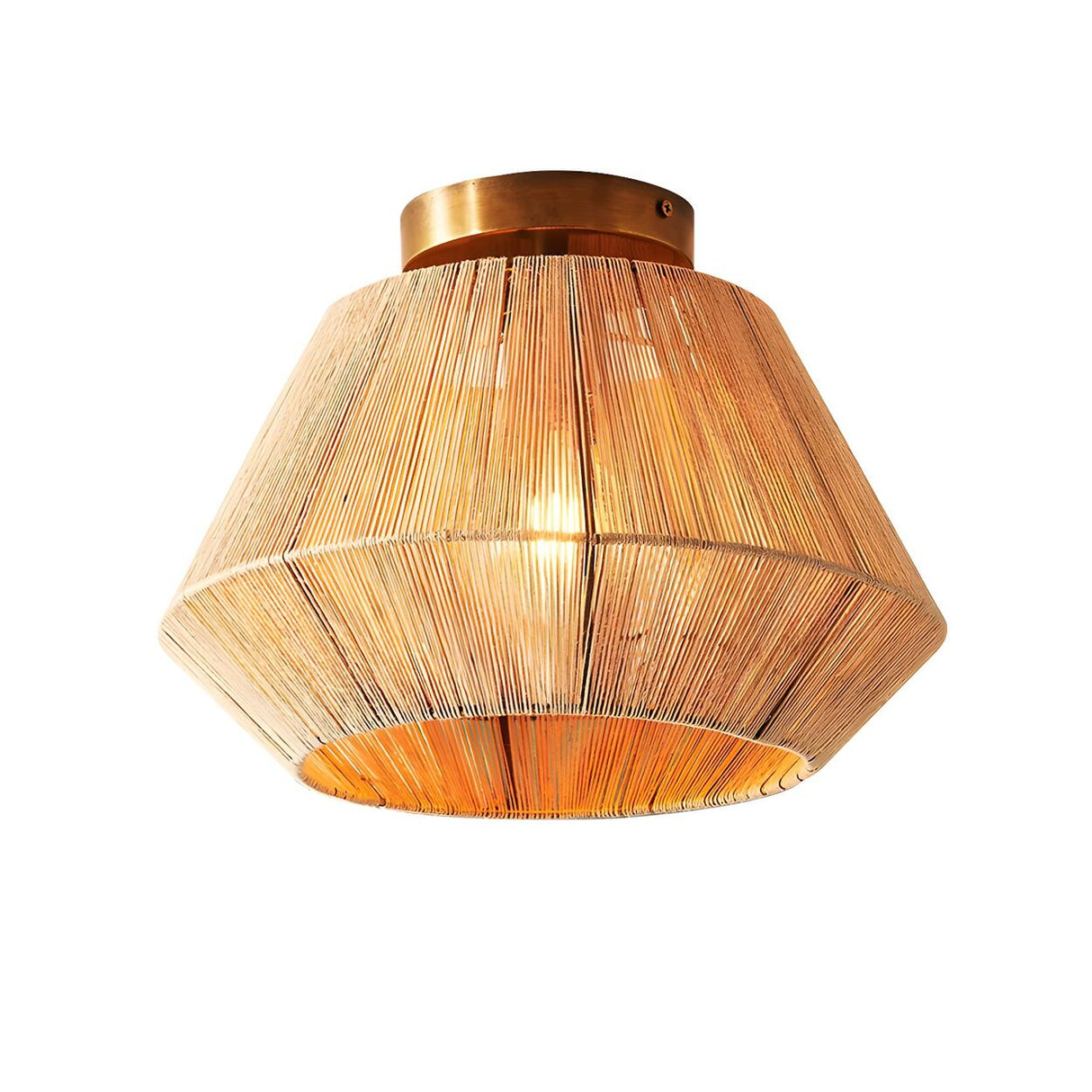 Rustic Hemp Rope Cage Semi-Flush Mount Ceiling Light Image - 5