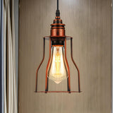 Rustic Industrial Copper Cage Edison Bulb Pendant Light Image - 2