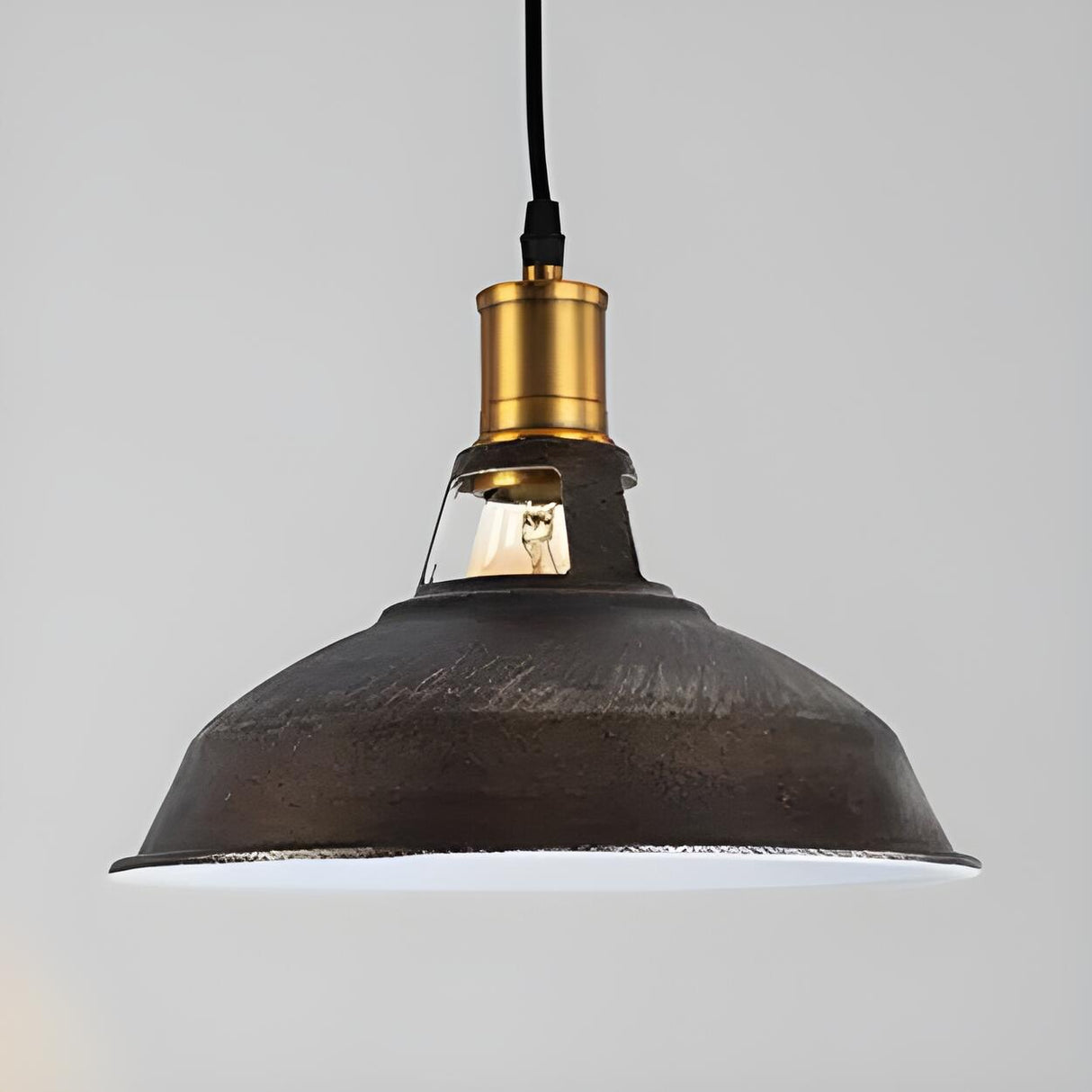 Rustic Industrial Metal Dome Dining Room Pendant Light Image - 6