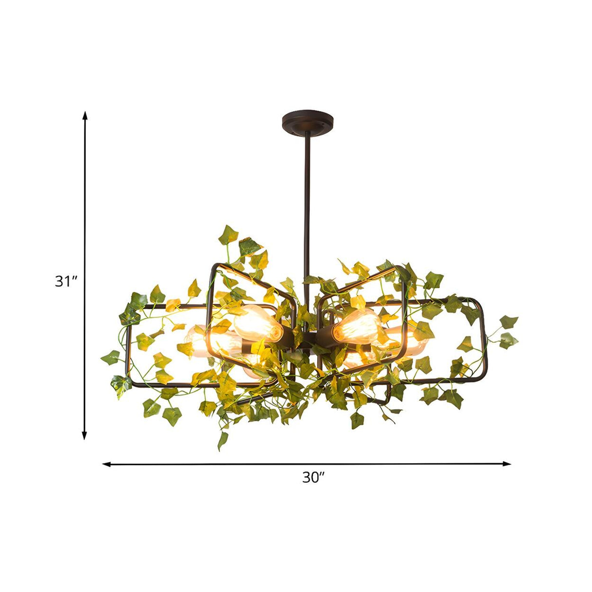 Rustic Industrial Restaurant Green Leaf Round Chandelier Image - 9