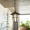 Rustic Lantern Outdoor Glass Black Frame Pendant Light Image - 1