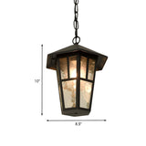 Rustic Lantern Outdoor Glass Black Frame Pendant Light #size