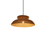 Rustic Layered Brown Rattan Woven Restaurant Pendant Light Image - 2