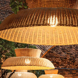 Rustic Layered Brown Rattan Woven Restaurant Pendant Light Image - 6