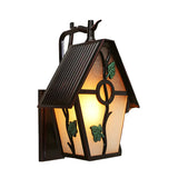 Rustic Leaf and Birdcage Glass Exterior Coffee Wall Sconce Image - 2