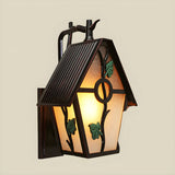 Rustic Leaf and Birdcage Glass Exterior Coffee Wall Sconce Image - 3