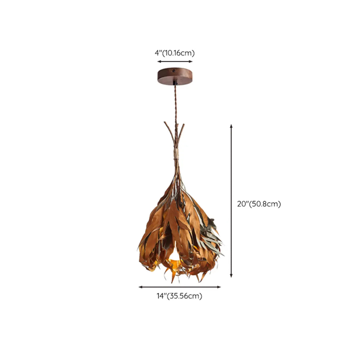 Rustic Leaf Wood Brown Dining Room Pendant Light 