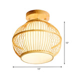 Rustic Mini Bamboo Lantern Semi-Flush Mount Light Image - 5