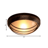 Rustic Mini Bronze Bowl Ribbed Glass Flush Mount Light Image - 4