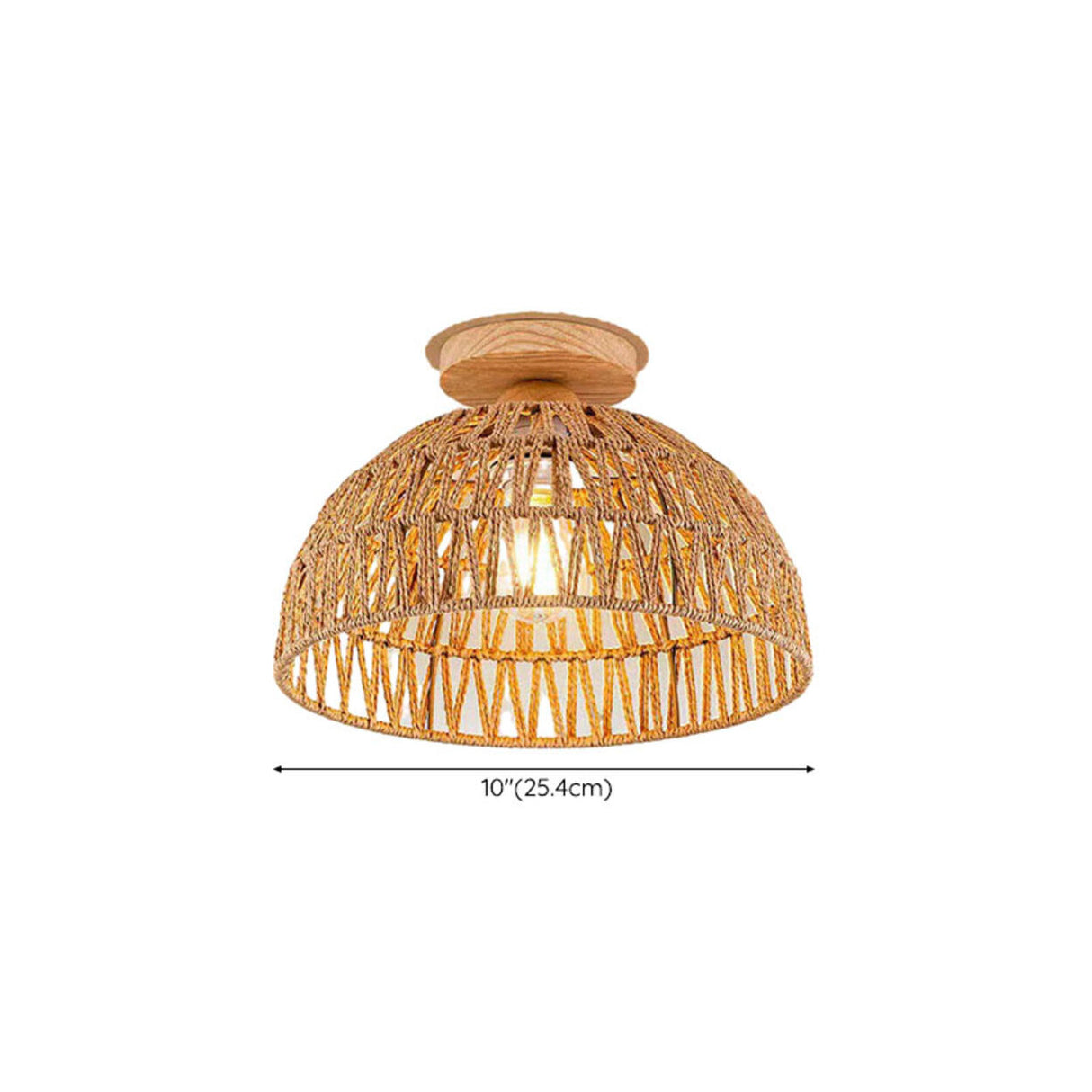 Rustic Mini Weaving Wood Semi-Flush Mount Ceiling Light 