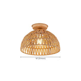 Rustic Mini Weaving Wood Semi-Flush Mount Ceiling Light #size