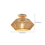 Rustic Mini Weaving Wood Semi-Flush Mount Ceiling Light Image - 15