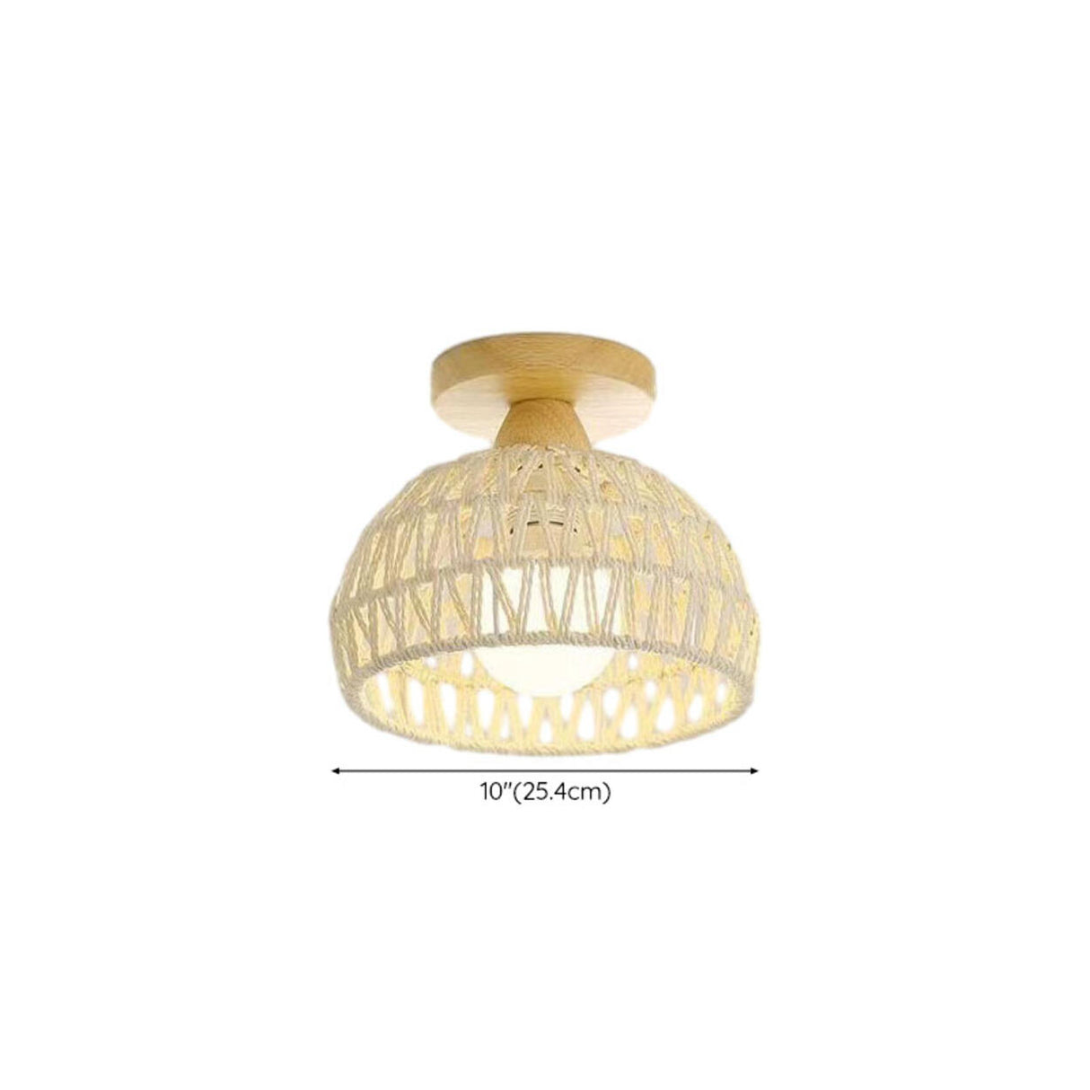 Rustic Mini Weaving Wood Semi-Flush Mount Ceiling Light Image - 16