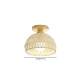 Rustic Mini Weaving Wood Semi-Flush Mount Ceiling Light Image - 16