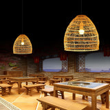 Rustic Modern Beige Rattan Bell Restaurant Pendant Light Image - 14