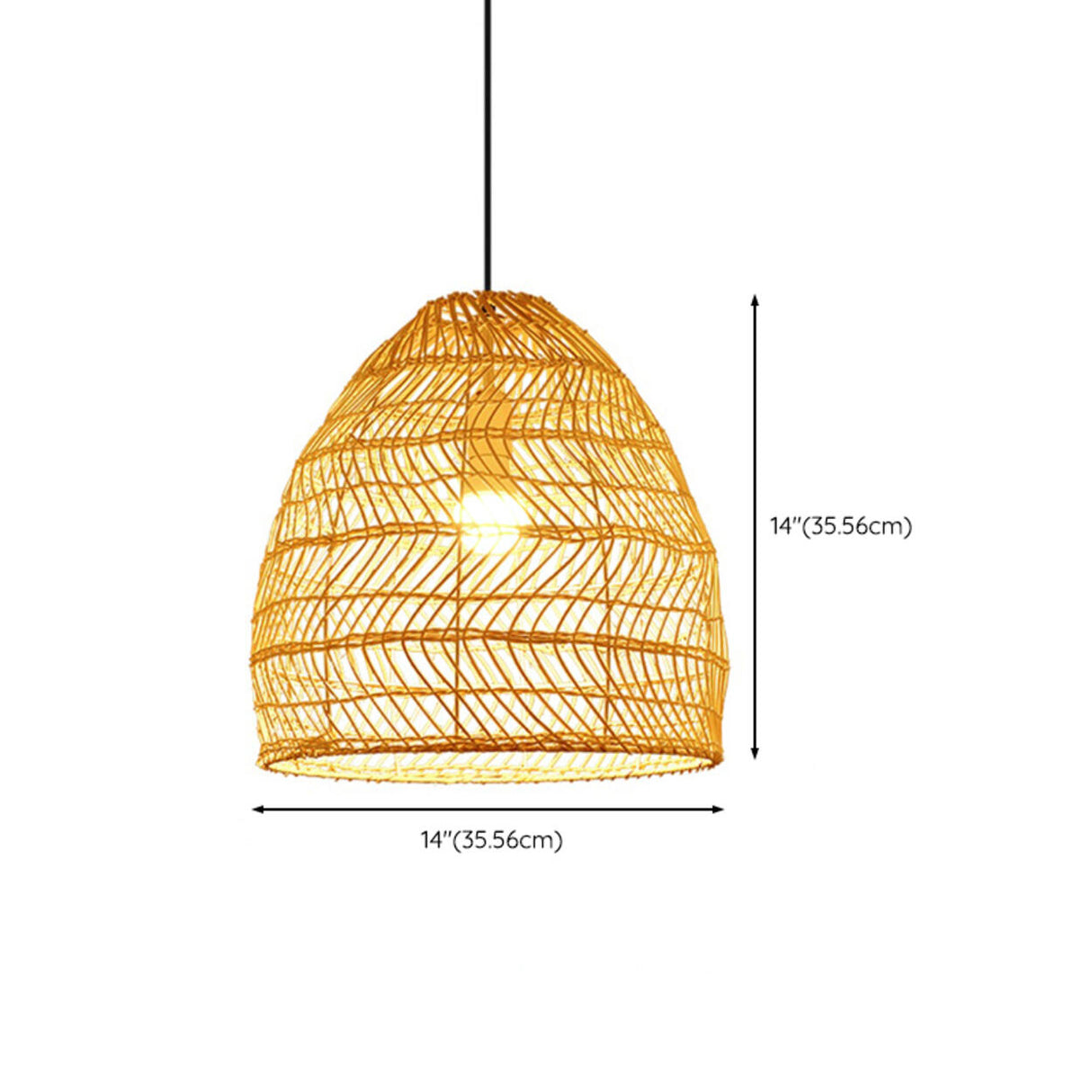 Rustic Modern Beige Rattan Bell Restaurant Pendant Light 