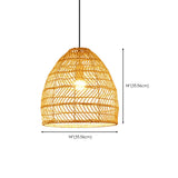 Rustic Modern Beige Rattan Bell Restaurant Pendant Light #size