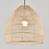 Rustic Modern Beige Rattan Bell Restaurant Pendant Light Image - 7