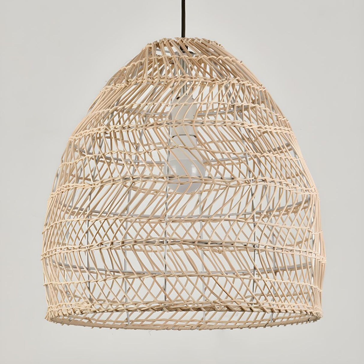 Rustic Modern Beige Rattan Bell Restaurant Pendant Light Image - 8