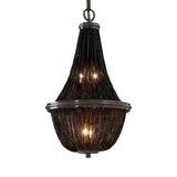 Rustic Modern Black Beaded Basket Metal Chandelier Image - 5